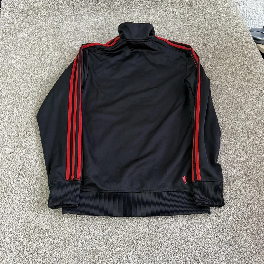 Manchester United Track Jacket Mens Small Black Soccer Adidas Full Zip Top
